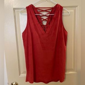Suede burnt orange tank top